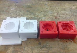 More experiments with 3D-printed two-part molds; refining the mold-generating and casting processes