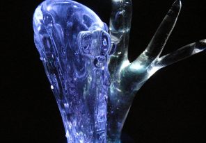 Illuminated glass art commission and Klein bottle gift