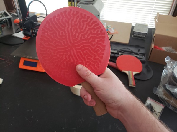 Embedded in a 3D printed ping pong paddle!