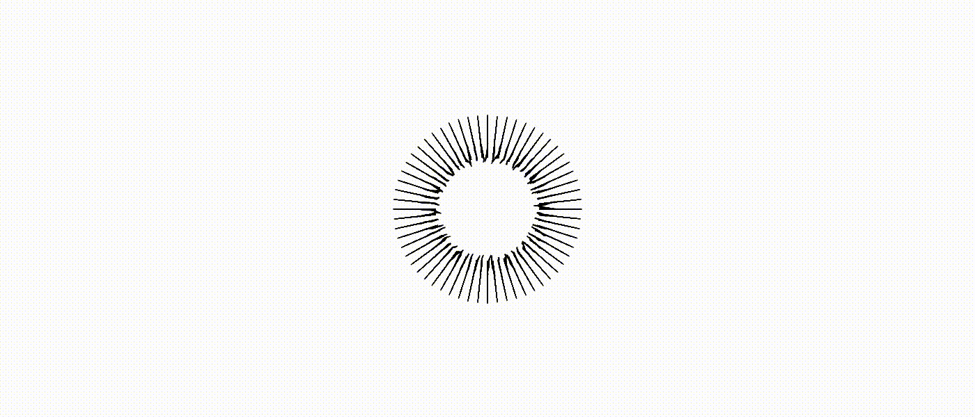Growth of lines arranged in a circle